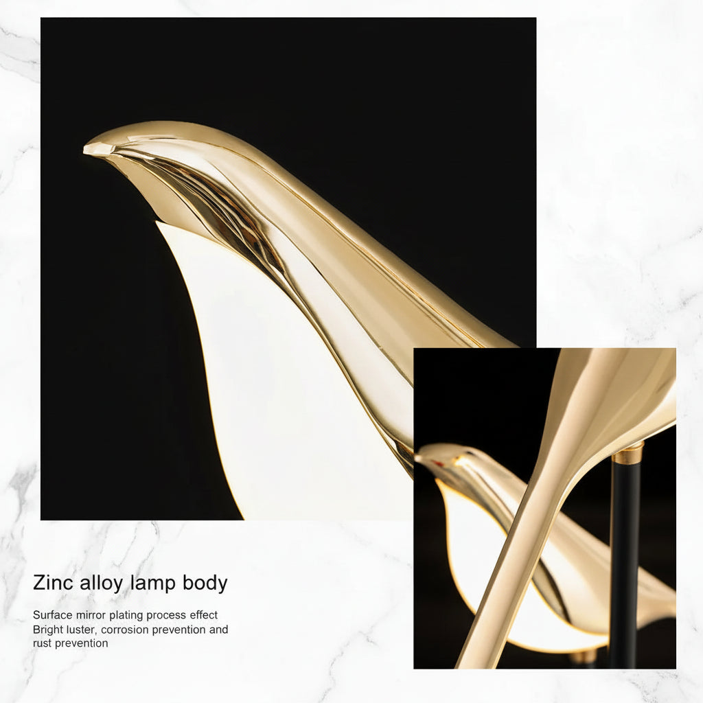 Nordic LED Golden Bird Wall Lamp – Rotatable Bedside Sconce
