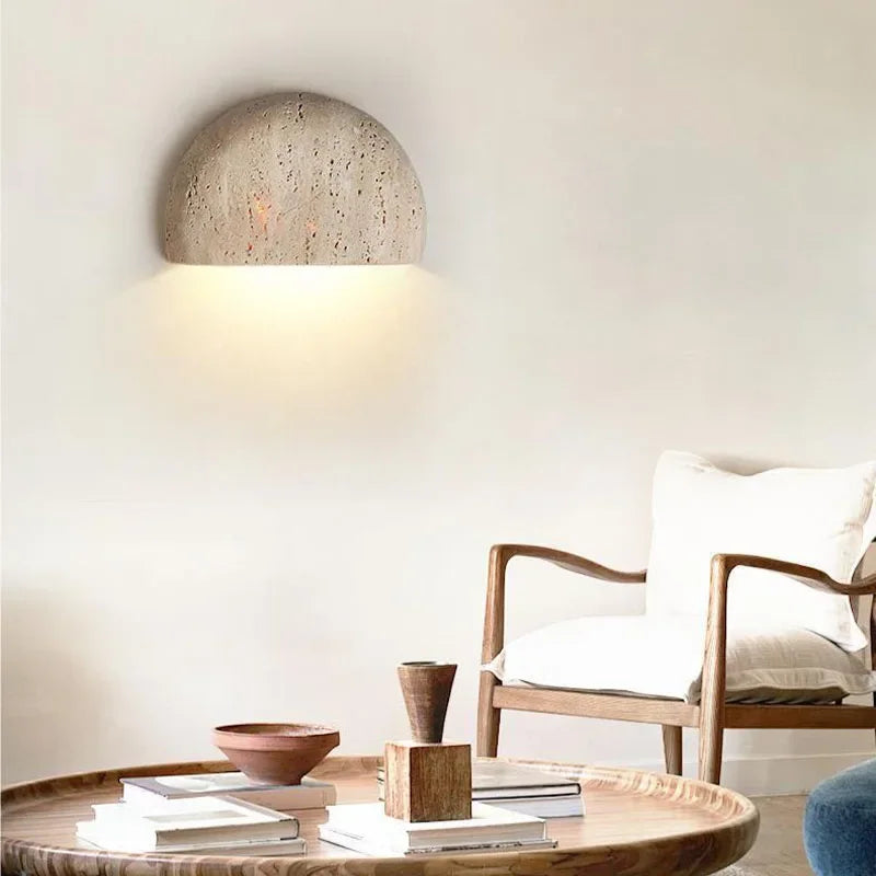Wabi Sabi Stone Wall Lamp – Retro Living Room Sconce