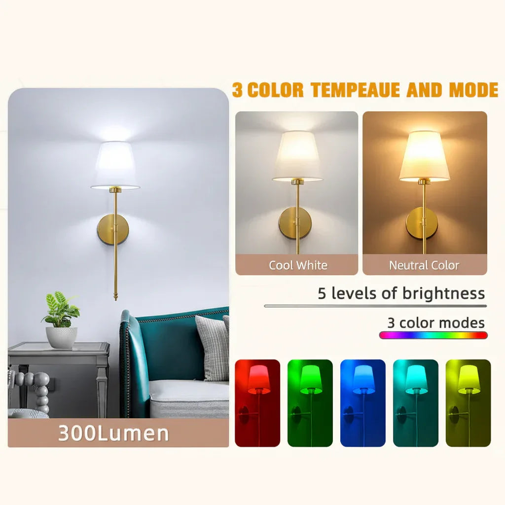 Battery Operated Wall Sconce – Wireless Rechargeable with Remote - Lightify