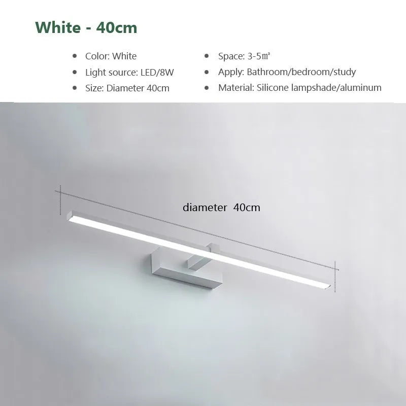 LED Bathroom Mirror Light – Waterproof Modern Flat Wall Lamp for Makeup & Indoor Use