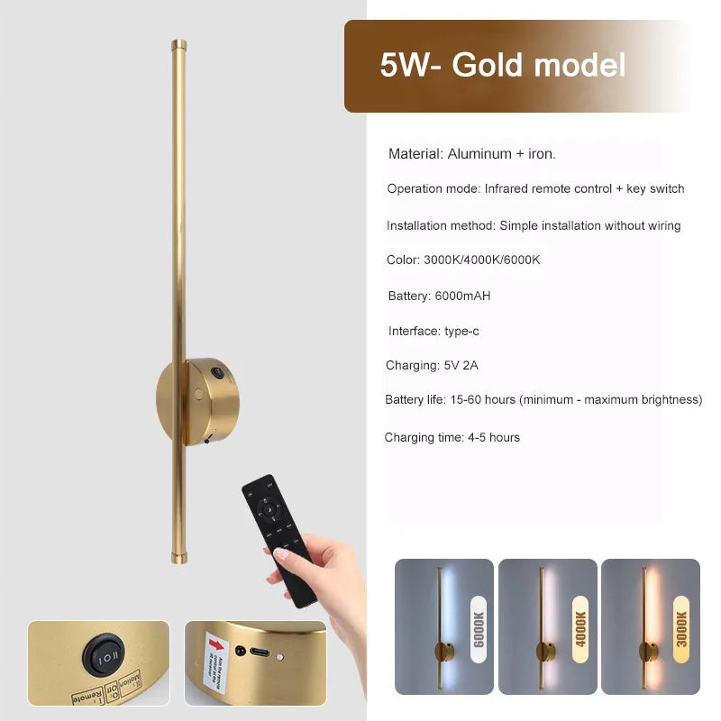 Rechargeable LED Wall Lamp – 60cm Motion Detection Magnetic