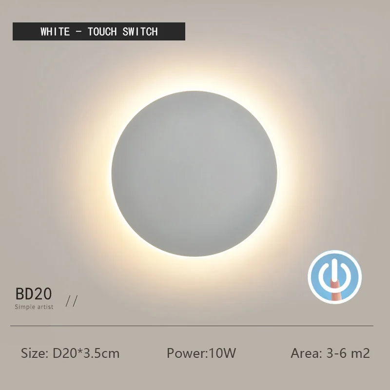 Modern Round Wall Light w/Touch Dimming
