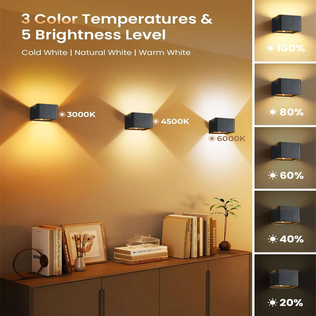 Modern Wireless LED Wall Lamp – Motion Activated, Rechargeable, Remote Dimmable