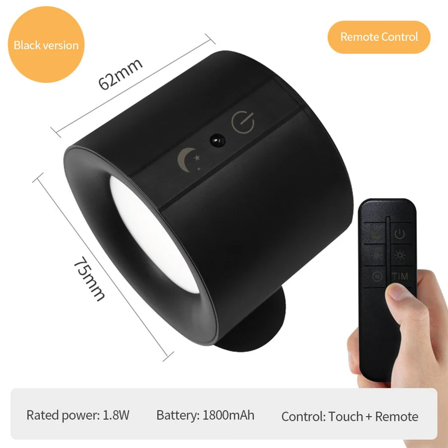 Wireless Double Head LED Night Light – 360° Rotatable Touch Control