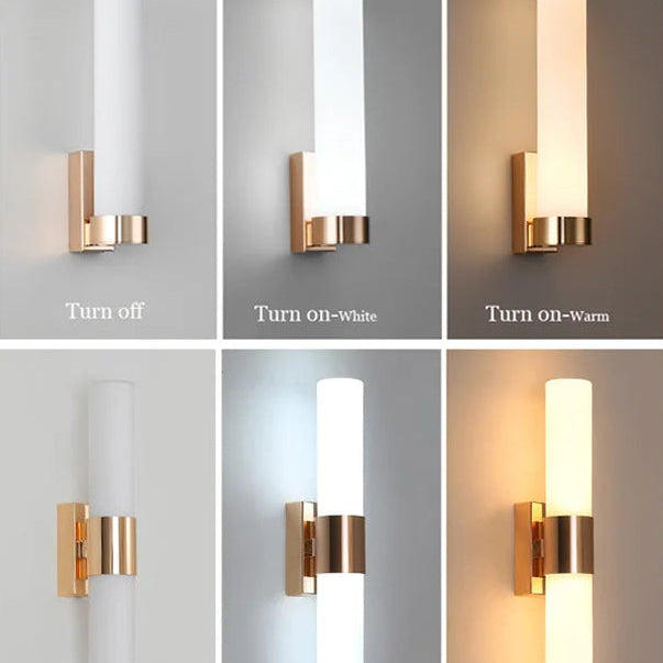 Modern LED Gold Pipe Wall Lamp – 21/42cm Acrylic Sconce