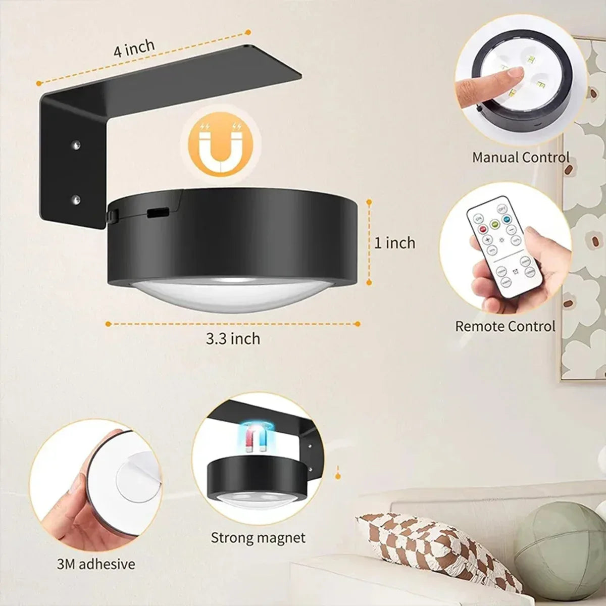 Battery Operated LED Picture Light – 3-Color Magnetic Dimmable - Lightify