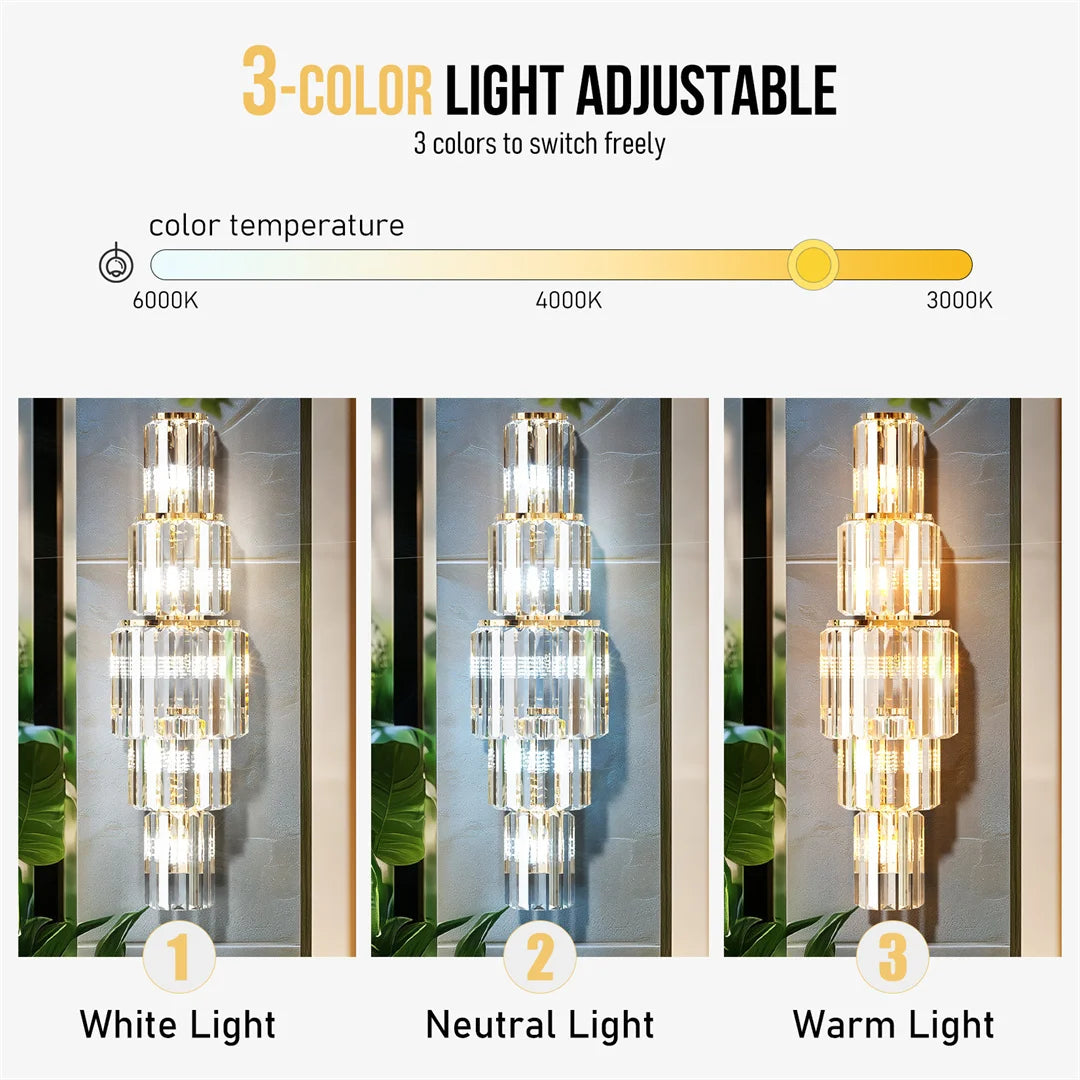 Modern Crystal Wall Lamp – 3-Layer E14 LED Sconce