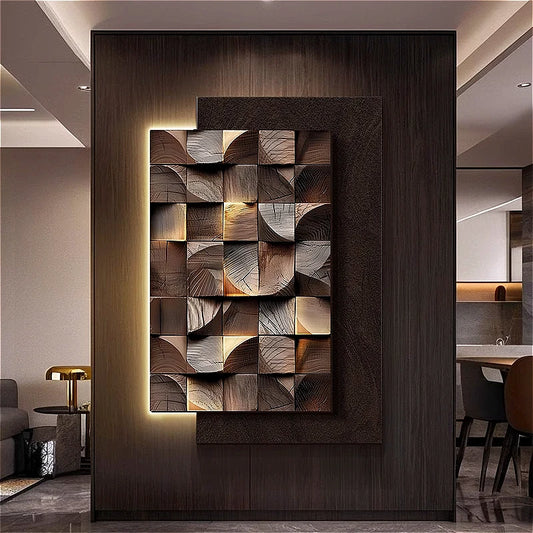 3D Geometric Mural Lamp – Modern Sandstone Wall Light
