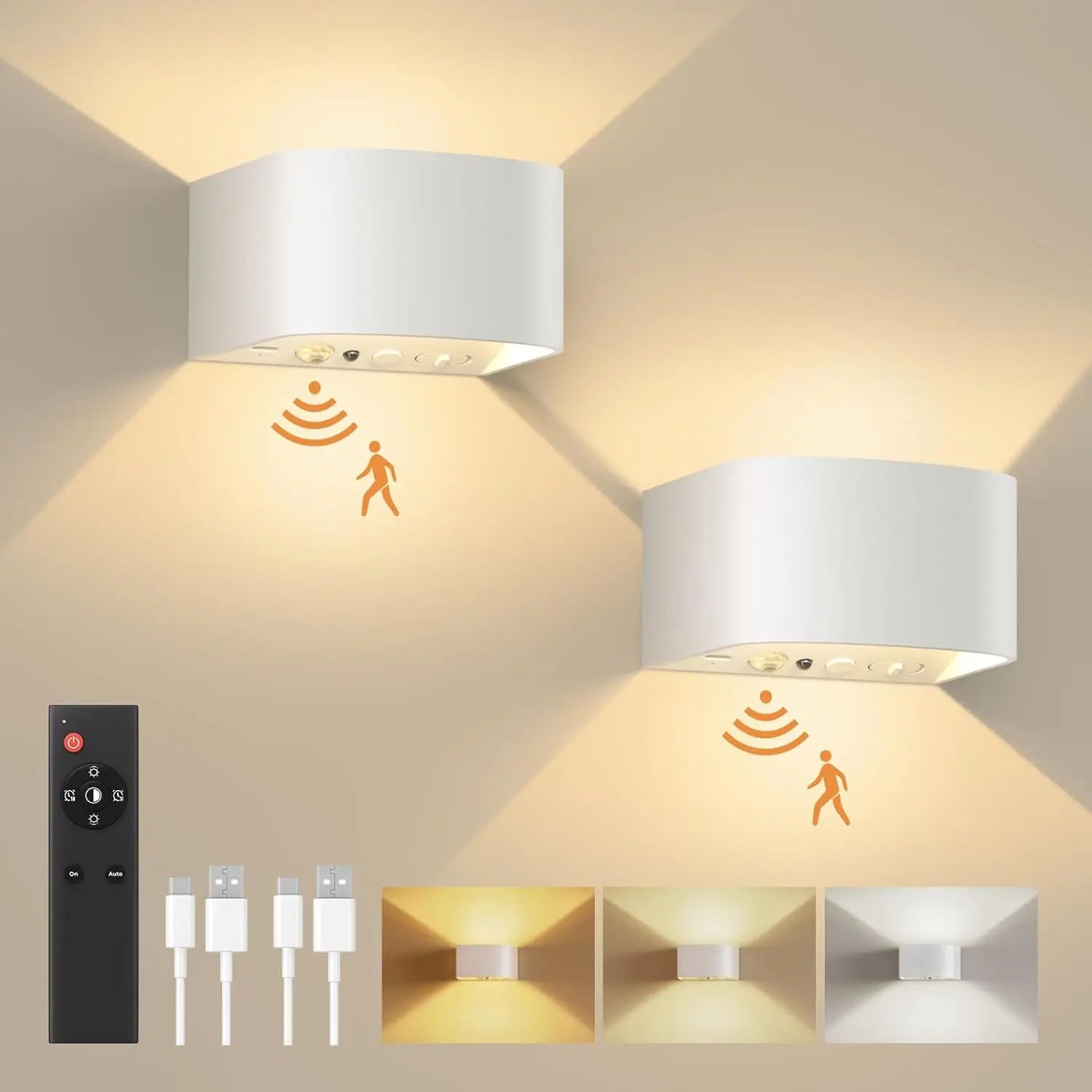 Smart Motion Sensor Wall Light – LED Rechargeable 3 Colors