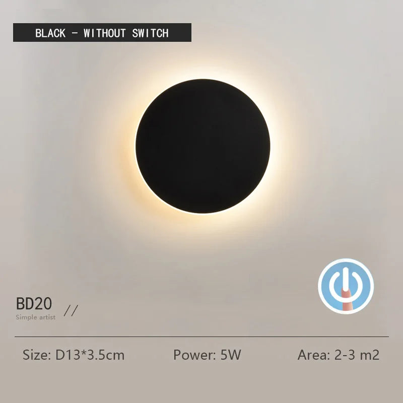 Modern Round Wall Light w/Touch Dimming